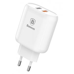 BASEUS φορτιστής τοίχου CCALL-AG02, 2x USB, Quick Charge 23W, λευκός | Αξεσουάρ κινητών | elabstore.gr