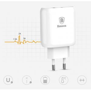BASEUS φορτιστής τοίχου CCALL-AG02, 2x USB, Quick Charge 23W, λευκός | Αξεσουάρ κινητών | elabstore.gr