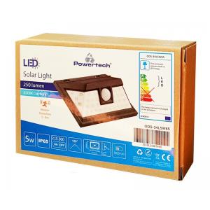 POWERTECH LED Προβολέας ODS-34L5W65 5W, 1800mAh, με αισθητήρα, ηλιακός | Φωτισμός | elabstore.gr