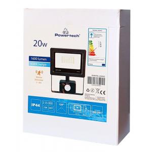 POWERTECH LED Προβολέας PRPIRS-20W65 20W, 6500K, με αισθητήρα κίνησης | Φωτισμός | elabstore.gr