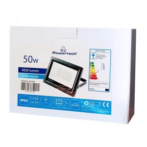 POWERTECH LED Προβολέας PRWOS-50W65 50W, Daylight 6500K, IP65, 4000lm | Φωτισμός | elabstore.gr