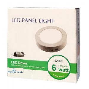 POWERTECH LED Panel SMRP-1206W65, 6W, daylight 6500K, 360lm | Φωτισμός | elabstore.gr