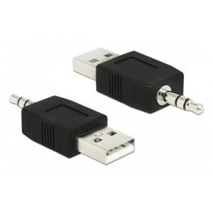 DELOCK Αντάπτορας USB 2.0 σε Stereo Jack 3.5mm 66069, μαύρο | Αξεσουάρ κινητών | elabstore.gr