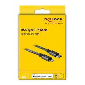 DELOCK Καλώδιο USB Type-C σε Lightning 85298, copper, 480Mbps, 2m, γκρι | Αξεσουάρ κινητών | elabstore.gr