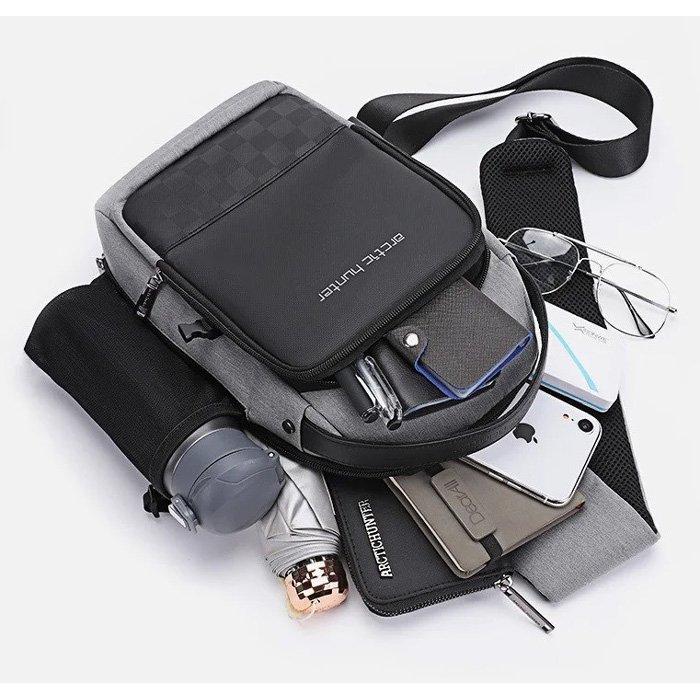 ARCTIC HUNTER Τσάντα Crossbody XB00105-BK, USB, αδιάβροχη, γκρι | eLabstore.gr ARCTIC HUNTER Τσάντα Crossbody XB00105-BK, USB, αδιάβροχη, γκρι - Image 6