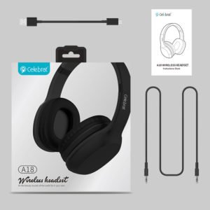 CELEBRAT Bluetooth headphones A18-BK, wireless & wired, μαύρο | Αξεσουάρ κινητών | elabstore.gr