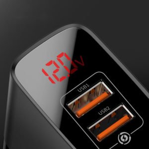 BASEUS φορτιστής τοίχου CCJMHA-A01, 2x USB, 18W, με οθόνη, μαύρο | Αξεσουάρ κινητών | elabstore.gr