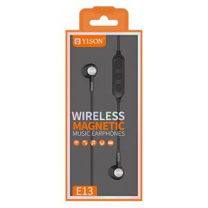 YISON Bluetooth earphones E13-BK με μικρόφωνο HD, Magnetic, 10mm, μαύρα | Αξεσουάρ κινητών | elabstore.gr