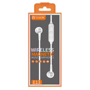 YISON Bluetooth earphones E13-WH με μικρόφωνο HD, Magnetic, 10mm, λευκά | Αξεσουάρ κινητών | elabstore.gr
