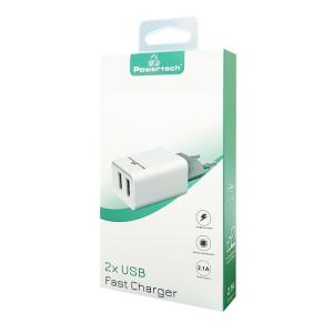POWERTECH Φορτιστής τοίχου PT-778, 2x USB, 2.1A, λευκός | Αξεσουάρ κινητών | elabstore.gr