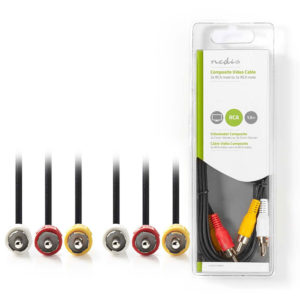 NEDIS CVGB24300BK15 Composite Video Cable 3x RCA Male - 3x RCA Male 1.5 m Black | ΚΑΛΩΔΙΑ / ADAPTORS | elabstore.gr