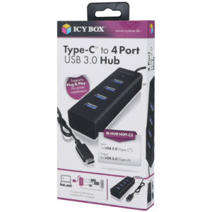 ICY BOX IB-HUB1409-C3 USB 3.0 TYPE C HUB 4PORTS TYPE A BLACK/60256 | ΠΕΡΙΦΕΡΕΙΑΚΑ Η/Υ & LAPTOP | elabstore.gr