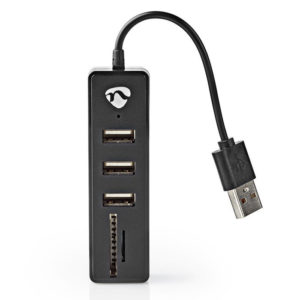 NEDIS UHUBCU2320BK USB Hub 3-Port USB 2.0 Card Reader SD/MicroSD Black | ΠΕΡΙΦΕΡΕΙΑΚΑ Η/Υ & LAPTOP | elabstore.gr