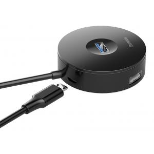BASEUS USB hub CAHUB-U01 USB 3.0, 1x USB 3.0, 3x USB 2.0, 1m, μαύρο | Συνοδευτικά PC | elabstore.gr