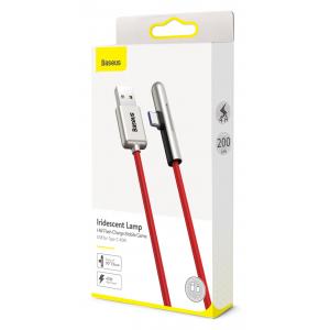 BASEUS καλώδιο USB σε Type-C CAT7C-C09, LED, 4A 40W, 2m, κόκκινο | Αξεσουάρ κινητών | elabstore.gr