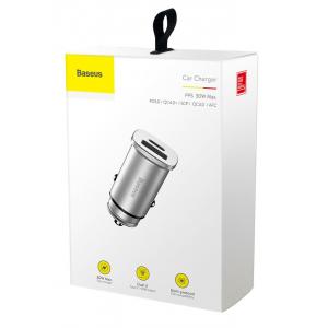 BASEUS φορτιστής αυτοκινήτου CCALL-AS01, 2x USB, 5A 30W, ασημί | Αξεσουάρ κινητών | elabstore.gr