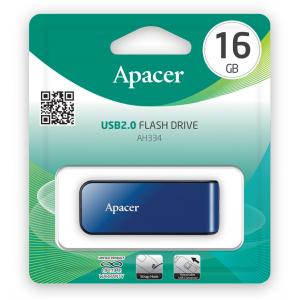 APACER USB Flash Drive AH334, USB 2.0, 16GB, Blue | Συνοδευτικά PC | elabstore.gr