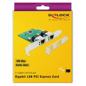DELOCK PCI Express Card σε 2x Gigabit LAN 89999, έως 1000 Mbps | Δικτυακά | elabstore.gr