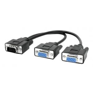 POWERTECH splitter VGA 15pin HD Male σε 2x Female, 0.2m, μαύρο | Καλώδια | elabstore.gr