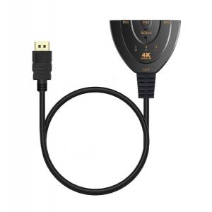 POWERTECH HDMI Switch 3x1 pigtail, 4K x 2K & 3D, 0.50m, Black | Καλώδια | elabstore.gr
