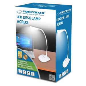 ESPERANZA Φωτιστικό γραφείου Acrux ELD103K, 3W, 14 LED, λευκό | Φωτισμός | elabstore.gr