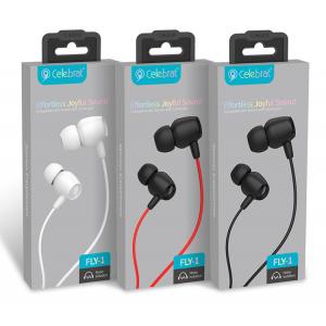CELEBRAT Earphones Fly 1 με μικρόφωνο, 10mm, 3.5mm, 1.2m, λευκά | Αξεσουάρ κινητών | elabstore.gr