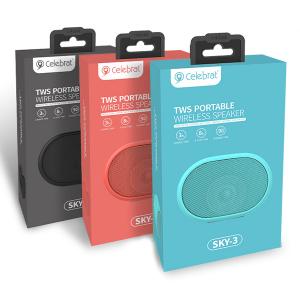 CELEBRAT Φορητό ηχείο Sky-3, TWS bluetooth/3.5mm/SD Card, 1200mAh, μαύρο | Εικόνα & Ήχος | elabstore.gr