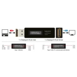 DELOCK DisplayPort tester 63338 για EDID πληροφορίες, με OLED οθόνη | Εργαλεία | elabstore.gr