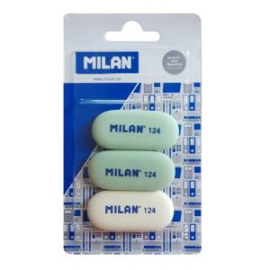MILAN γόμα 124 BMM9203MP, παραλληλόγραμη 50 x 23 x 6mm, σετ 3τμχ | Αναλώσιμα - Είδη Γραφείου | elabstore.gr
