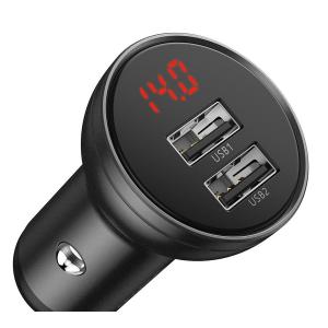 BASEUS φορτιστής αυτοκινήτου CCBX-0G, 2x USB, 4.8A 24W, μαύρο | Αξεσουάρ κινητών | elabstore.gr