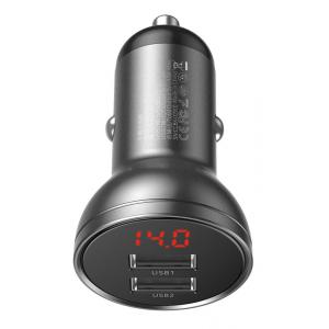 BASEUS φορτιστής αυτοκινήτου CCBX-0G, 2x USB, 4.8A 24W, μαύρο | Αξεσουάρ κινητών | elabstore.gr
