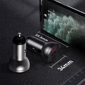 BASEUS φορτιστής αυτοκινήτου CCBX-0G, 2x USB, 4.8A 24W, μαύρο | eLabstore.gr