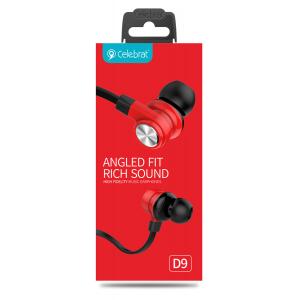 CELEBRAT earphones με μικρόφωνο D9, 10mm, 1.2m, κόκκινα | Αξεσουάρ κινητών | elabstore.gr