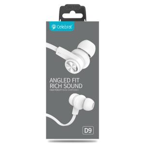 CELEBRAT earphones με μικρόφωνο D9, 10mm, 1.2m, λευκά | Αξεσουάρ κινητών | elabstore.gr