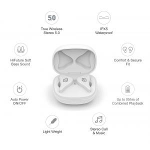 HIFUTURE earphones FlyAir, true wireless, με θήκη φόρτισης, λευκά | Αξεσουάρ κινητών | elabstore.gr