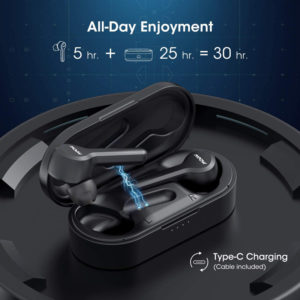 MPOW earphones M9, true wireless, με θήκη φόρτισης, μαύρα | Αξεσουάρ κινητών | elabstore.gr