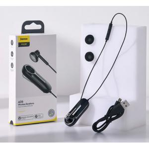 BASEUS bluetooth earphones ENCOK Α06, με μαγνήτη και κλιπ, δόνηση, μαύρα | Αξεσουάρ κινητών | elabstore.gr