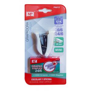 MP mini συρραπτικό με ανταλλακτικά PA612, 24/6, 12 φύλλα, λευκό | eLabstore.gr MP mini συρραπτικό με ανταλλακτικά PA612, 24/6, 12 φύλλα, λευκό | Αναλώσιμα - Είδη Γραφείου | elabstore.gr