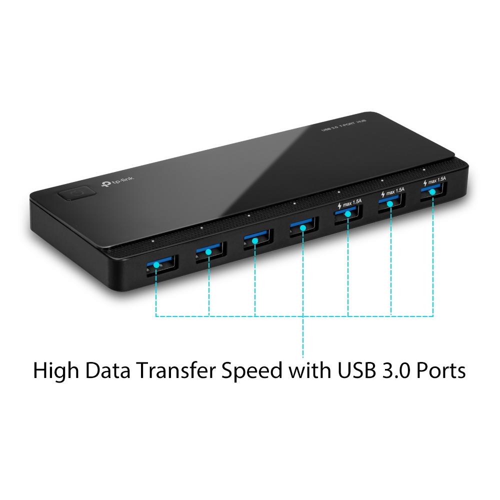TP-LINK USB Hub UH700, 7 USB 3.0 Ports, Ver. 3.0 | eLabstore.gr TP-LINK USB Hub UH700, 7 USB 3.0 Ports, με 3 θύρες φόρτισης, Ver. 3.0 | Συνοδευτικά PC | elabstore.gr