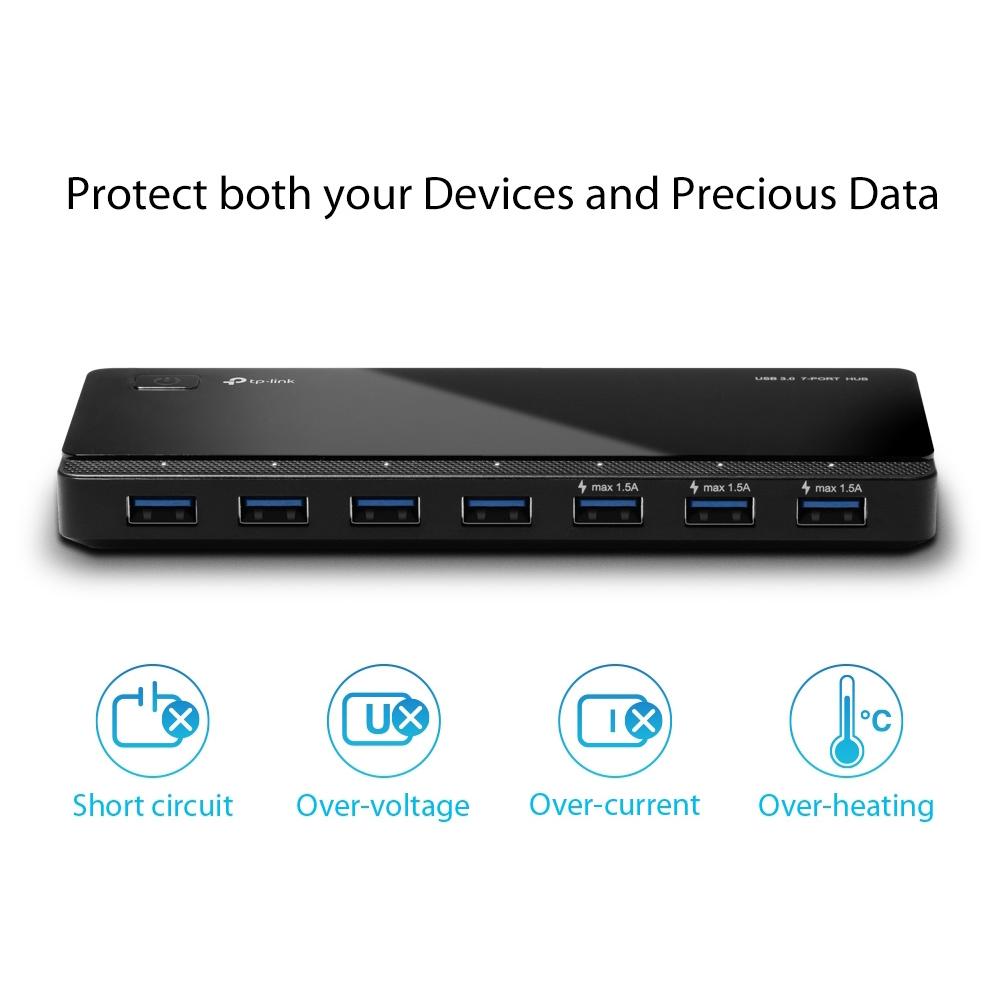 TP-LINK USB Hub UH700, 7 USB 3.0 Ports, Ver. 3.0 | eLabstore.gr TP-LINK USB Hub UH700, 7 USB 3.0 Ports, με 3 θύρες φόρτισης, Ver. 3.0 | Συνοδευτικά PC | elabstore.gr