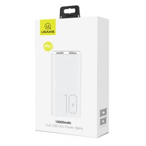 USAMS power bank PB31 10000mAh, 2x output, 2.1A, λευκό | Αξεσουάρ κινητών | elabstore.gr