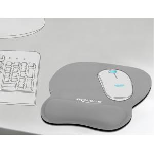 DELOCK Mousepad 12698 με στήριγμα καρπού, 245x206 mm, γκρι | Συνοδευτικά PC | elabstore.gr