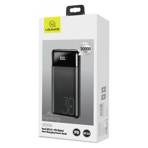 USAMS power bank US-CD103 30000mAh, οθόνη, 3x output, QC3.0 PD3A, μαύρο | Αξεσουάρ κινητών | elabstore.gr