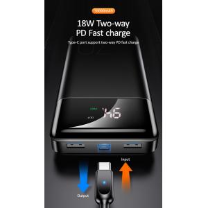 USAMS power bank US-CD103 30000mAh, οθόνη, 3x output, QC3.0 PD3A, μαύρο | Αξεσουάρ κινητών | elabstore.gr