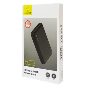 USAMS power bank PB39 5000mAh, slim, 2x output, 2A, μαύρο | Αξεσουάρ κινητών | elabstore.gr
