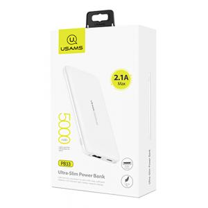 USAMS power bank PB33 5000mAh, slim, 1x output, 2.1A, λευκό | Αξεσουάρ κινητών | elabstore.gr