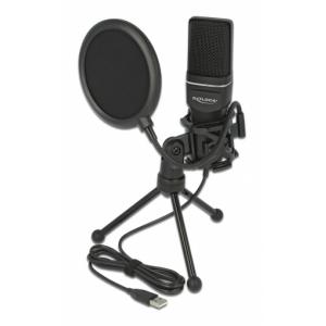 DELOCK Mικρόφωνο studio με pop φίλτρο & αντιανέμιο 66331, πυκνωτικό, USB | Εικόνα & Ήχος | elabstore.gr