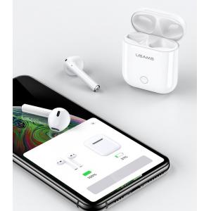 USAMS earphones BHULP01, με θήκη φόρτισης, Lightning, λευκά | Αξεσουάρ κινητών | elabstore.gr