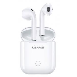 USAMS earphones BHULP01, με θήκη φόρτισης, Lightning, λευκά | Αξεσουάρ κινητών | elabstore.gr