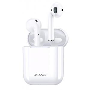 USAMS earphones BHULQ01, με θήκη φόρτισης, Lightning, λευκά | Αξεσουάρ κινητών | elabstore.gr
